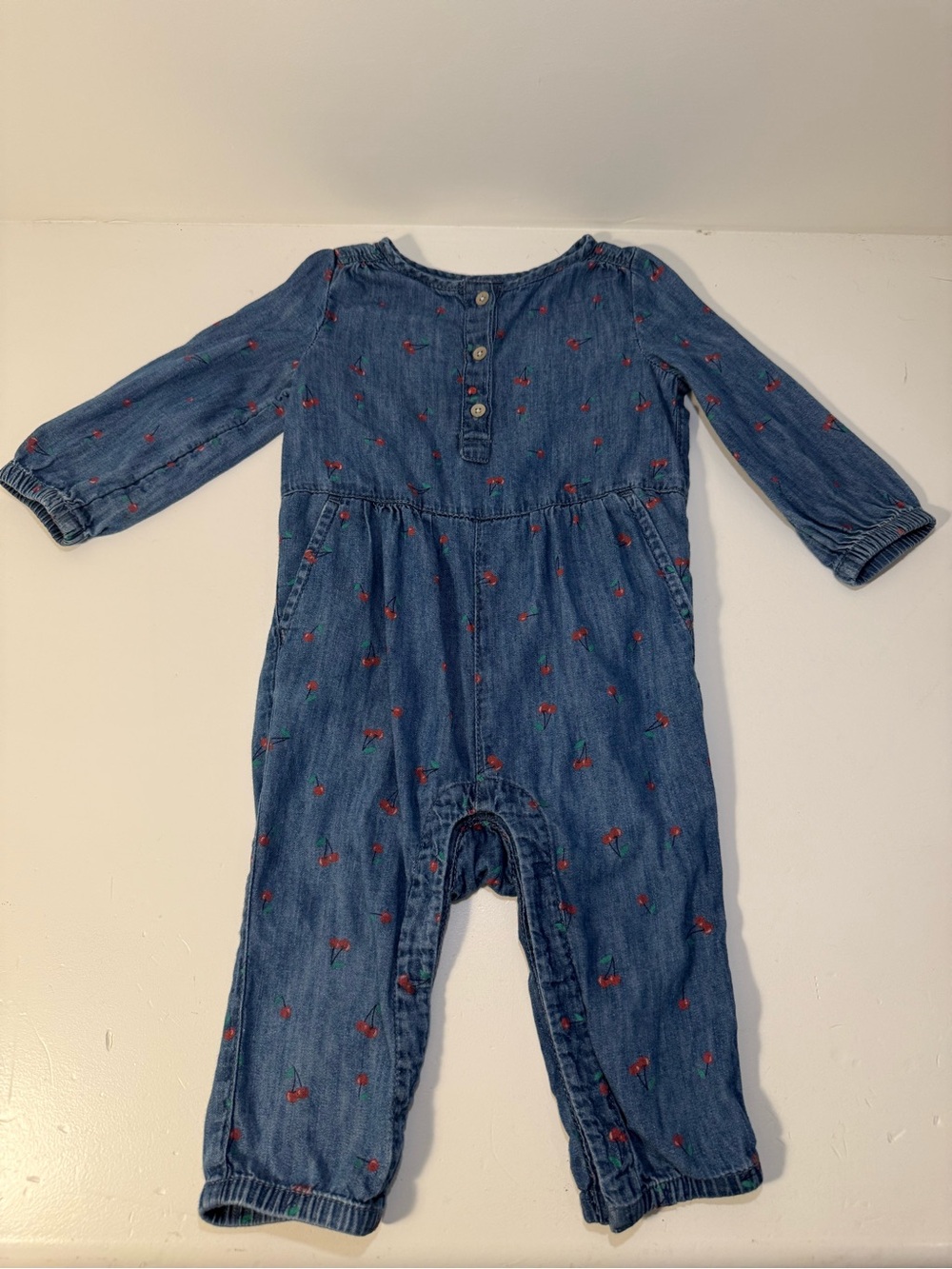 Gap 6–12M Baby Girls Cherry Denim One-Piece